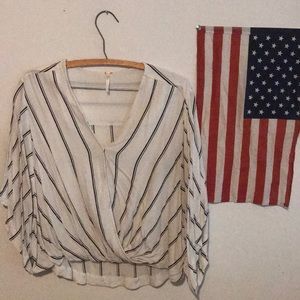 Free People Oversized Striped Batwing Shirt Black